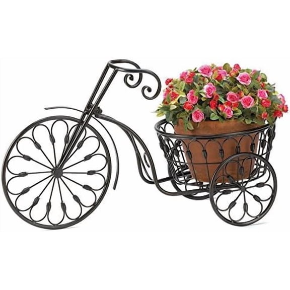 WROUGHT IRON Tricycle PLANT STAND Bicycle PLANTER POT$$Garden & Patio