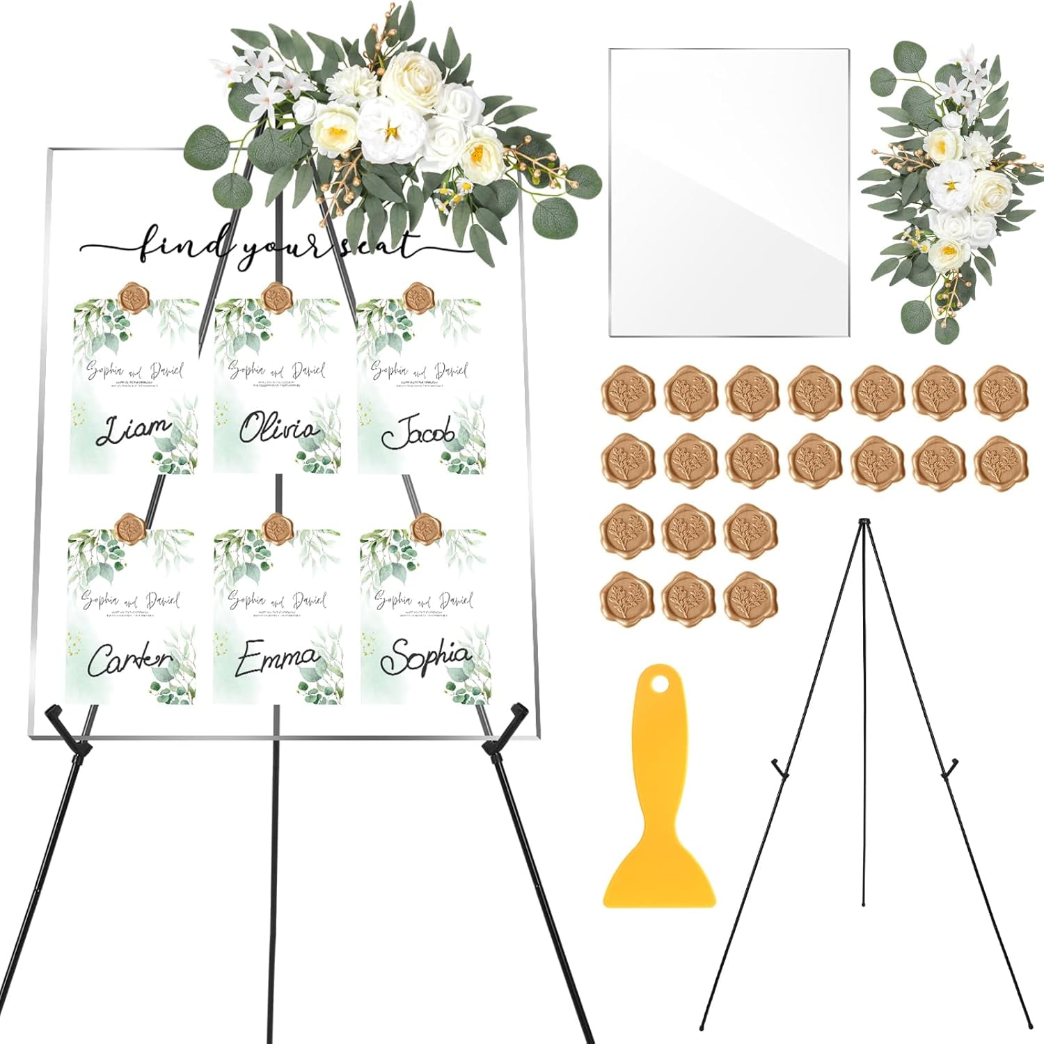 WRR 24 Pcs 24" x 20" Wedding Seating Chart Board Display Kits for ...