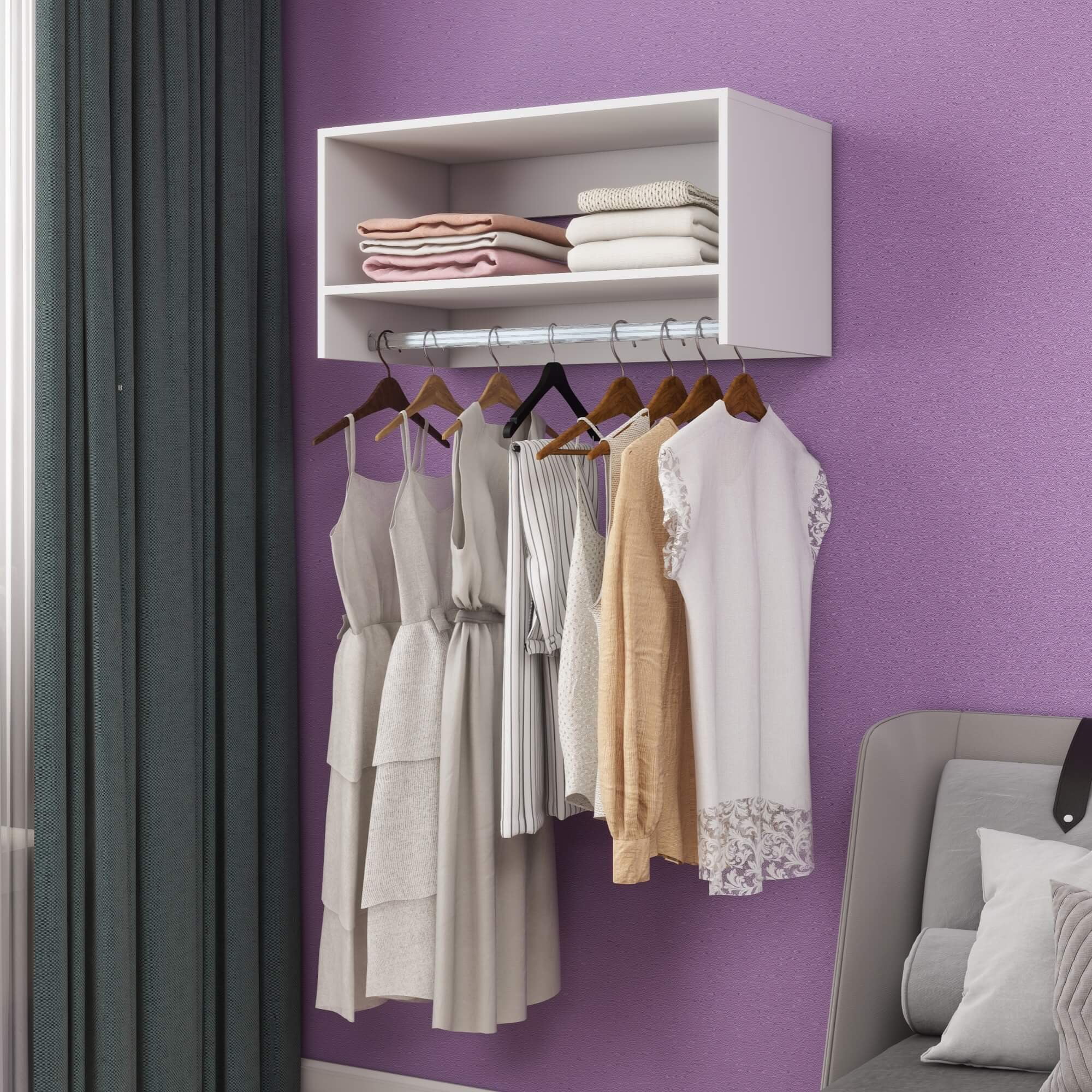 WRR Modular Wood Closet Organizer System with Shelves Wall Mount