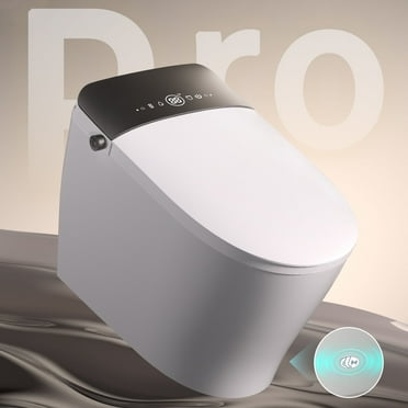 WRR Smart Toilet with Tank Built In, One Piece Bidet Toilet, Instant Warm Water, Heated Seat, Foam Shield, Sensor to Open/Close/Flush, ADA Height, Pump-assisted, Blackout Flush