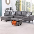 thumbnail image 1 of WRTEYEUI Convertible Sectional Sofa Couch, Faux Leather 4 Seat L-Shaped Sofa Set Modular Sofa Sleeper for Home, Living Room and Office, Diamond Pattern, Ginger, Left, 1 of 5