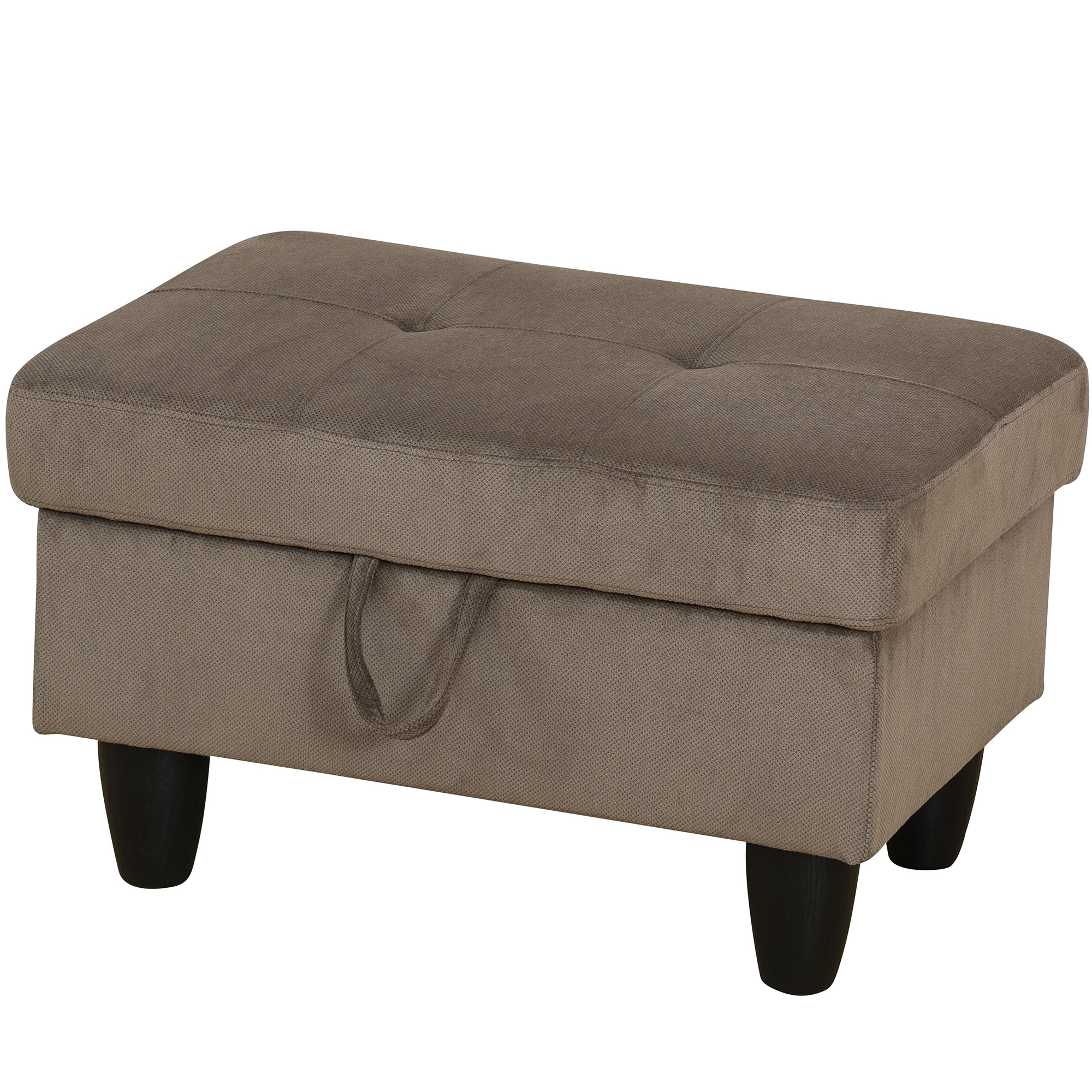 WRTEYEUI Ottoman Rectangular Storage Ottoman Bench, Flannel Footrest Stool Footstool with Lid for Living Room, Bedroom, Entryway, Brown, 28.5"x19"x17.5"
