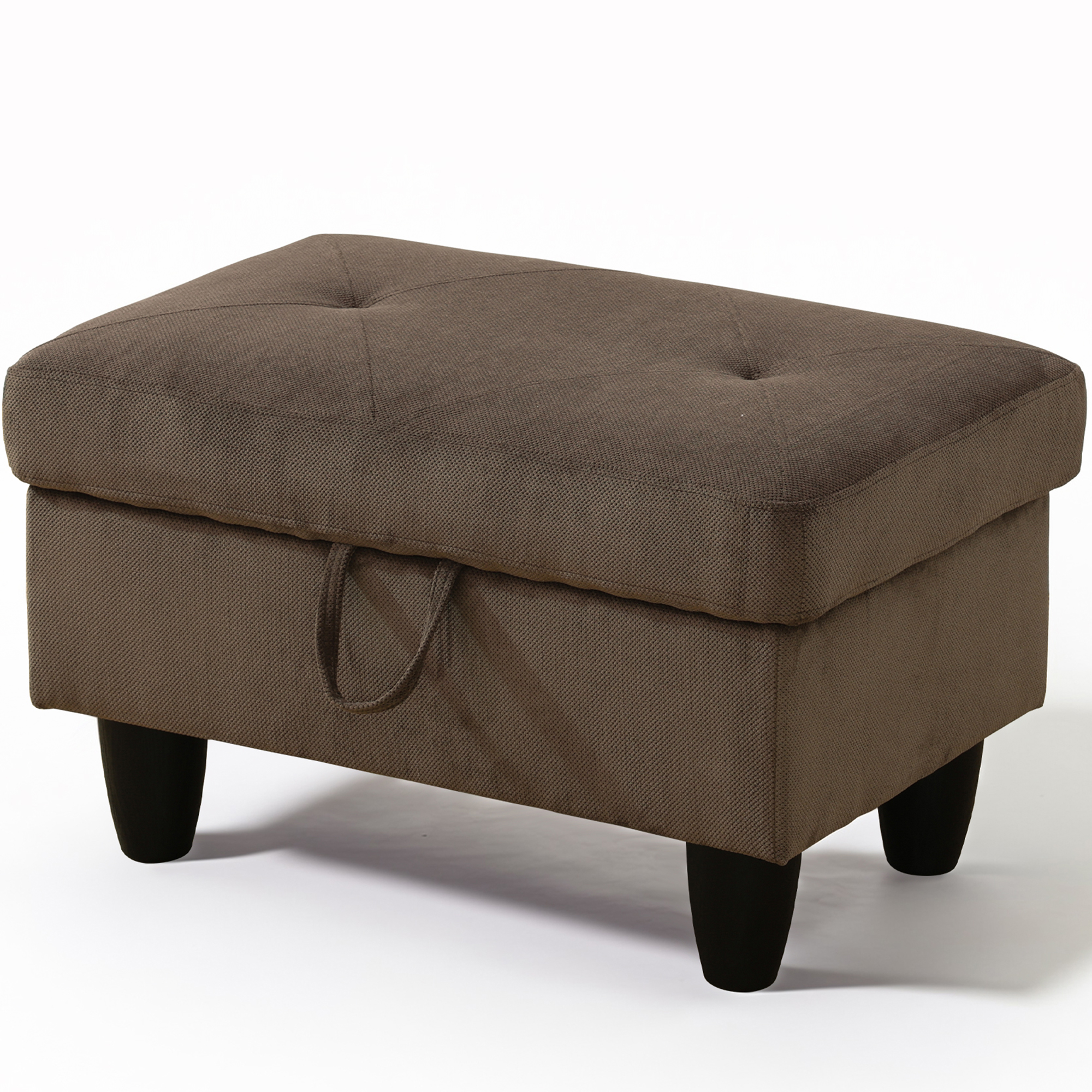 WRTEYEUI Ottoman Rectangular Storage Ottoman Bench, Flannel Footrest Stool Footstool with Lid for Living Room, Bedroom, Entryway, Dark Brown, 28.5"x19"x17.5"