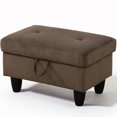 thumbnail image 1 of WRTEYEUI Ottoman Rectangular Storage Ottoman Bench, Flannel Footrest Stool Footstool with Lid for Living Room, Bedroom, Entryway, Dark Brown, 28.5"x19"x17.5", 1 of 9