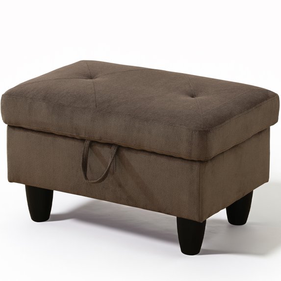 WRTEYEUI Ottoman Rectangular Storage Ottoman Bench, Flannel Footrest Stool Footstool with Lid for Living Room, Bedroom, Entryway, Dark Brown, 28.5"x19"x17.5"