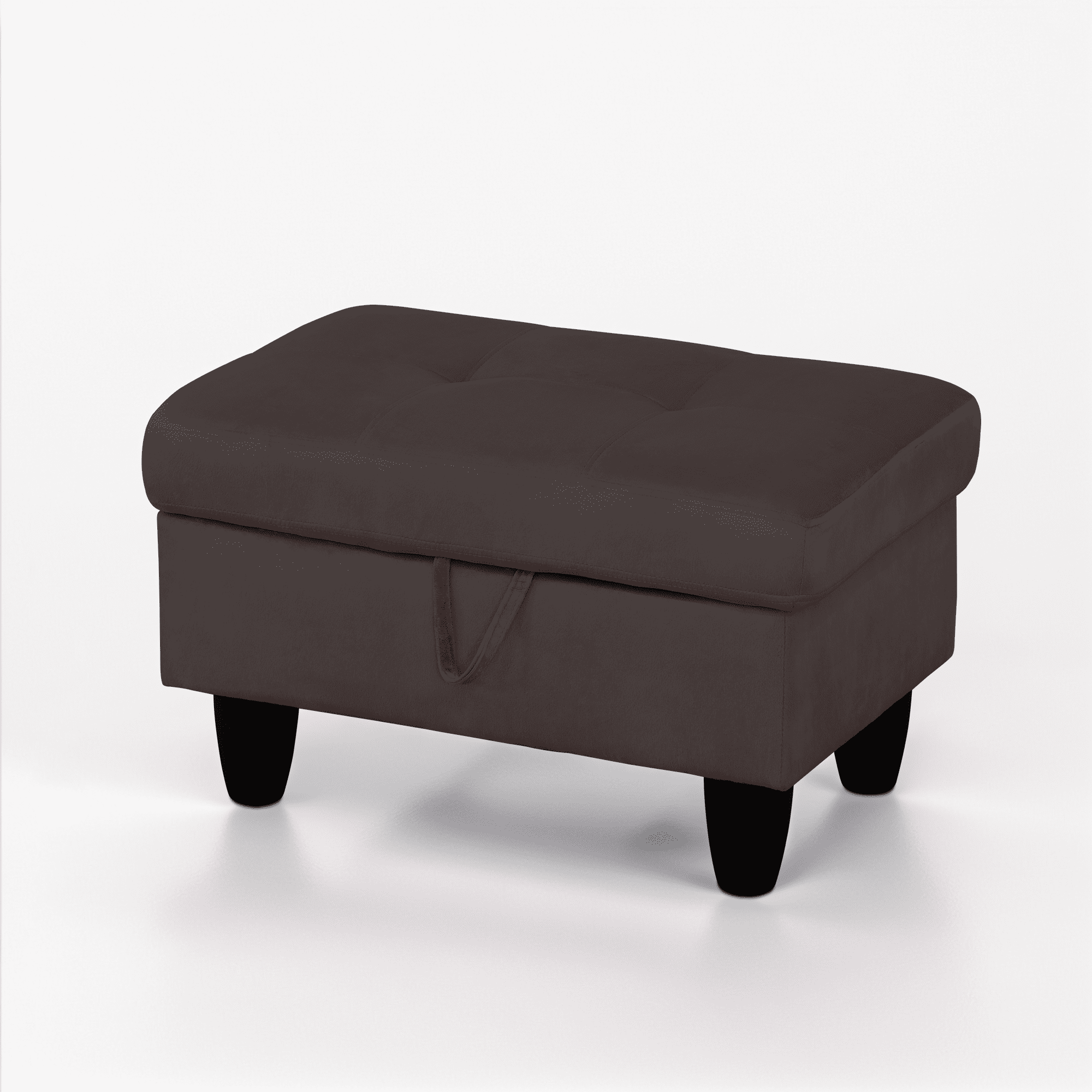 WRTEYEUI Ottoman Rectangular Storage Ottoman Bench, Flannel Footrest Stool Footstool with Lid for Living Room, Bedroom, Entryway, Dark Coffee, 28.5"x19"x17.5"
