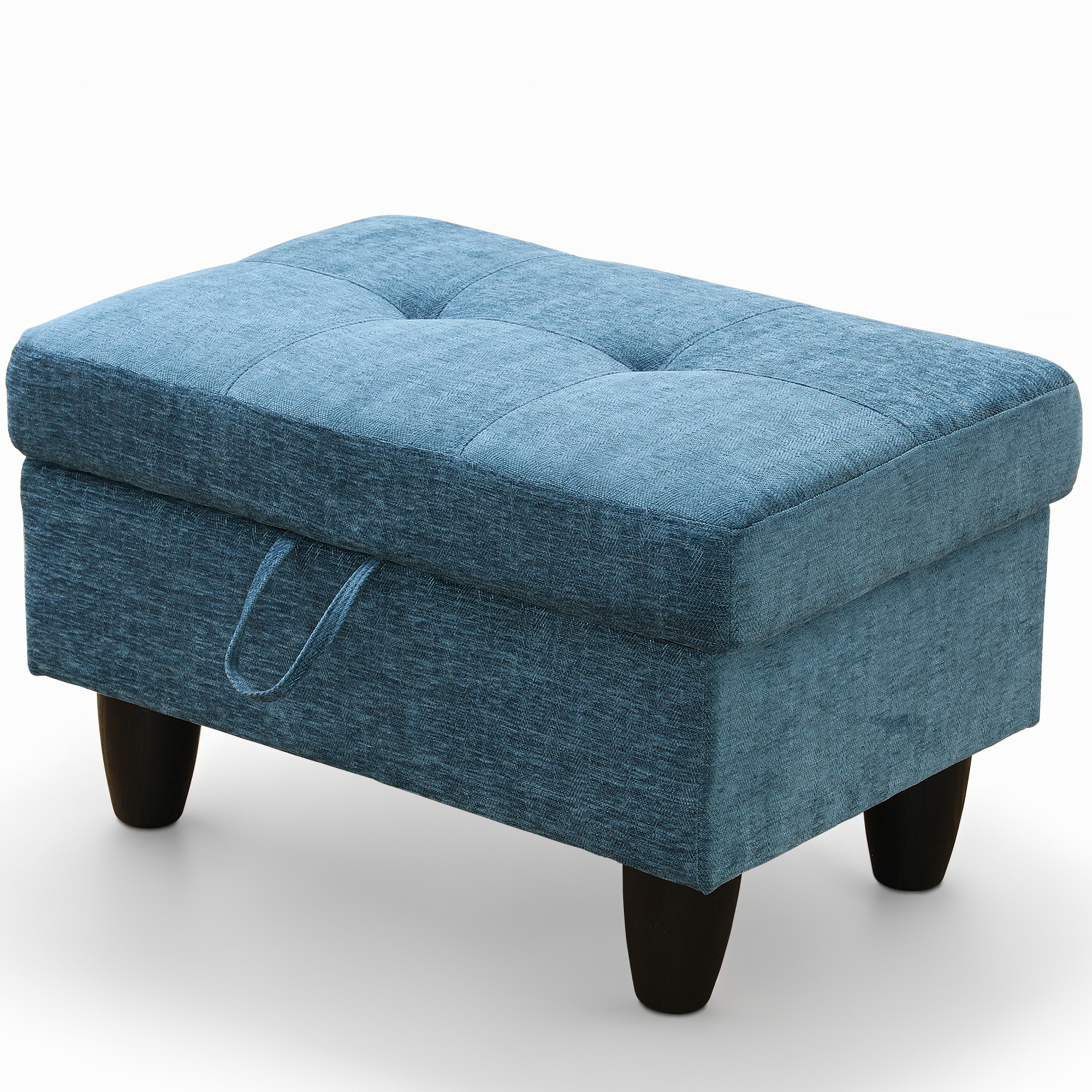WRTEYEUI Ottoman Rectangular Storage Ottoman Bench, Flannel Footrest Stool Footstool with Lid for Living Room, Bedroom, Entryway, Light Blue, 28.5"x19"x17.5"
