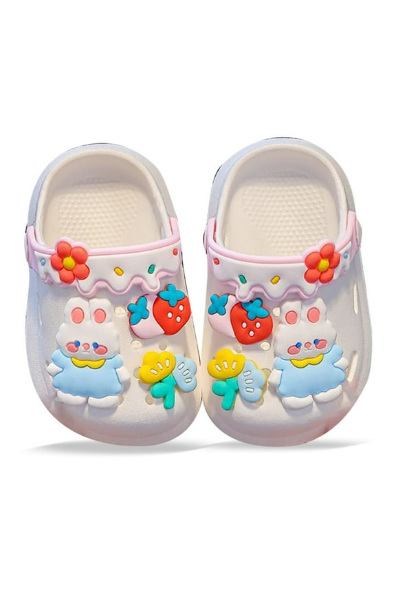 Baby Boys Girls Clogs Slippers Toddler On Lightweight Sandals Shockproof Girls Summer Pool Beach Shoe 15-24 Months #White