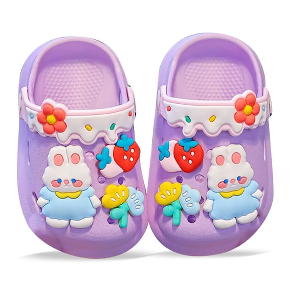 WRTFVZA Baby Boys Girls Clogs Slippers Toddler On Lightweight Sandals Shockproof Girls Summer Pool Beach Shoe 3-4 Years #Purple