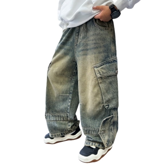 WRTFVZA Boys Jeans Size 12 Wide Leg Straight Leg Comfortable Breathable Hiking School Uniform Sweatpants Joggers