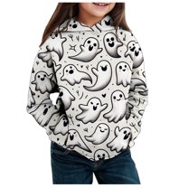 WRTFVZA Child Toddler Boys Girls Halloween Long Sleeve Letter Prints Warm Hoodie Pullover Tops Kids Sweat With Pumpkin Print Clothes