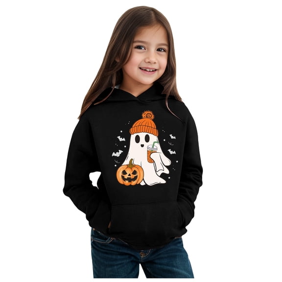 WRTFVZA Child Toddler Boys Girls Sweatshirt Halloween Long Sleeve Letter Prints Warm Hoodie Pullover Tops Kids SweatSweat