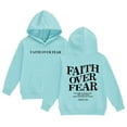 thumbnail image 1 of WRTFVZA Girls Hoodies 10-12, Fashion Letter Printed Faith Over Fear Christian Hoodie Sweatshirts (Little Girls, Mint Green, 6-7 Years), 1 of 4