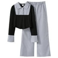 thumbnail image 1 of WRTFVZA Girls' Outfit Set with Striped Long Sleeve Top and Wide Leg Pants for Everyday Casual Wear Hoodies for Teen Girls, 1 of 7
