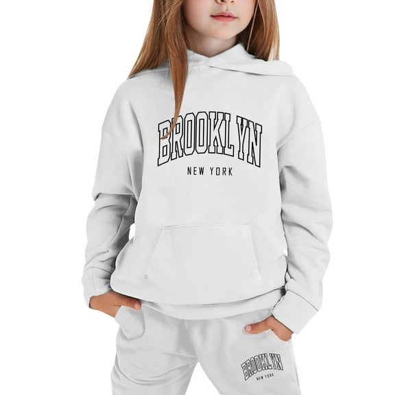 WRTFVZA Girls Outfits Set for Kids Comfortable Long Sleeve Hoodie Pullover Top with Stylish Pants Casual Sweat Suit for Active