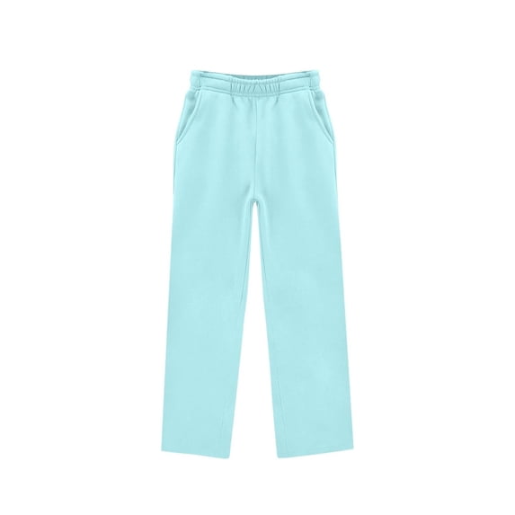 WRTFVZA Girls Oversized Wide Leg Sweatpants Kids Baggy Sweat Pants for Girls Straight Leg High Waisted Sports Joggers with Pockets Light Blue 13-14 Years