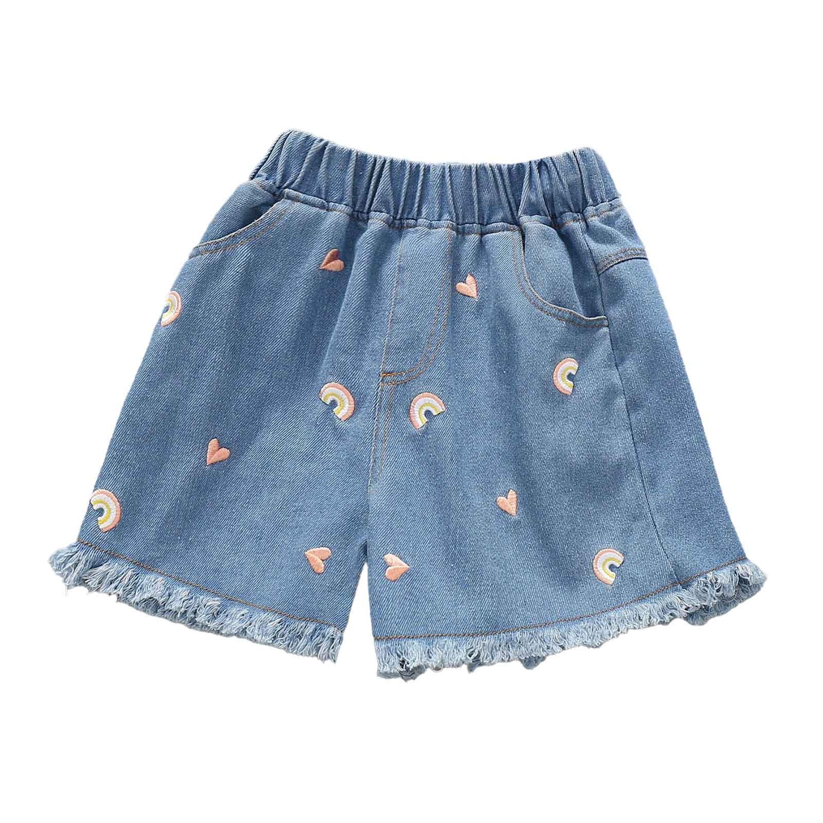 Short Bermuda Fille 12 Ans En Jean Denim Clair, It! Los Angeles, Manchettes Roulottées, Style Tween Modeste Et Décontracté