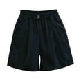 thumbnail image 1 of WRTFVZA Girls Summer Shorts Size 6-7 Years Casual Kids Wide Leg Comfy Boho High Waisted Pull On Paperbag Drawstring Shorts with Pockets #Black, 1 of 3
