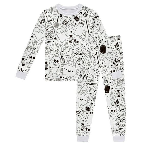 WRTFVZA Kid Colorable Pajamas for Kids Hand Painted Homewear Set Colouring Pajama Sets for Boy and Girl Can Play With and Wear