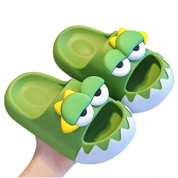 WRTFVZA Kids Beach Slides Boys Girls Quick Dry Shower Slippers Comfortable Cloud Sole Flip Flops for Summer Pool & Outdoor 6-7 Years #Light Green