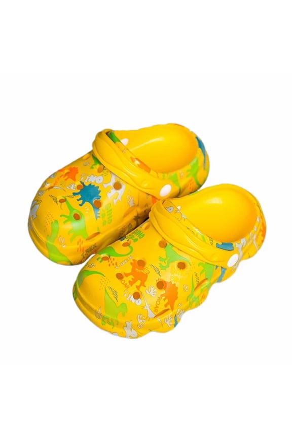 Kids Dinosaur Garden Shoes Cute Cartoon Sandals Clogs Toddler Beach Pool Water Shoes Summer Slides for Boys Girls 3-3.5 Years #Yellow