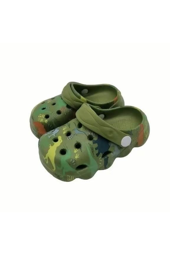 Kids Dinosaur Garden Shoes Cute Cartoon Sandals Clogs Toddler Beach Pool Water Shoes Summer Slides for Boys Girls 8-8.5 Years #Green