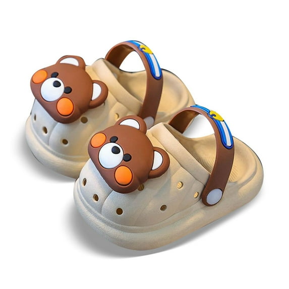 WRTFVZA Kids Dinosaur Garden Shoes Cute Cartoon Sandals Clogs Toddler Beach Pool Water Shoes Summer Slides for Boys Girls #Khaki 2-3 Years
