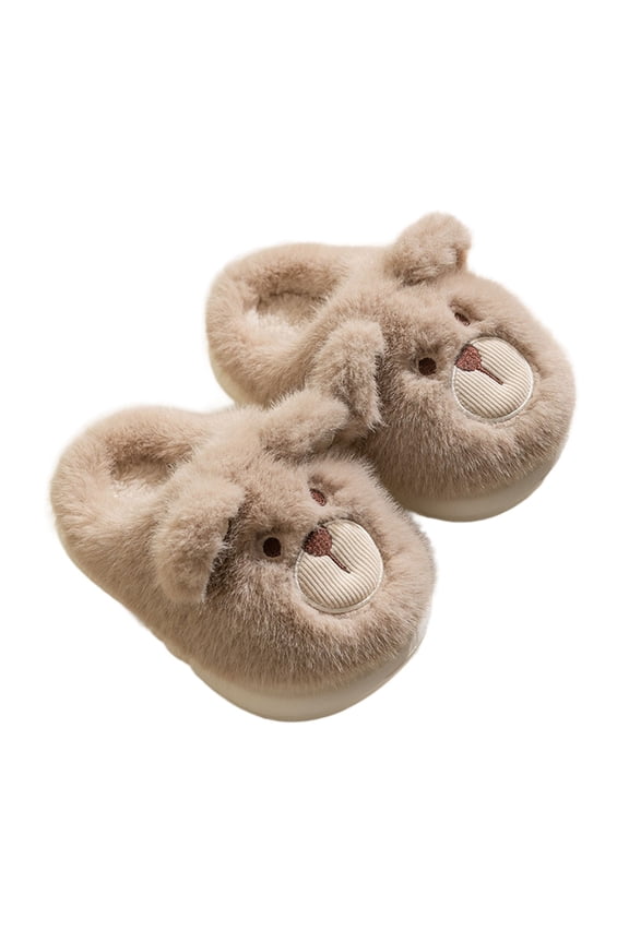 Kids Slippers Girls Girls Fuzzy Bear Slippers Winter Warm Indoor Comfortable Home Footwear For Toddlers And Children,Khaki