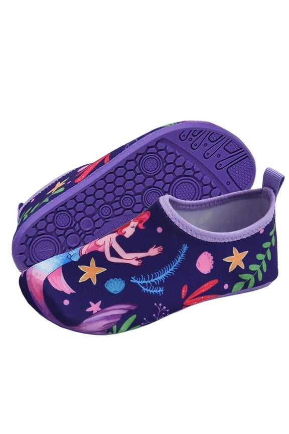 Kids Water Shoes Boys Girls Barefoot Quick Dry Socks for Beach 8-9 years #Dark Purple