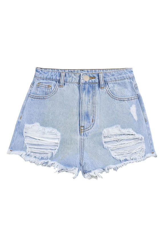 Little and Big Girls Size 14 Years Thin Denim Shorts Summer Shorts Teens Elastic Short Jeans #Light Blue