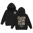 thumbnail image 1 of WRTFVZA Oversized Hoodie for Girls, Faith Over Fear Hoodie Sweatshirt Long Sleeve Tops with Pockets (Little Girls, Black, 6-7 Years), 1 of 4