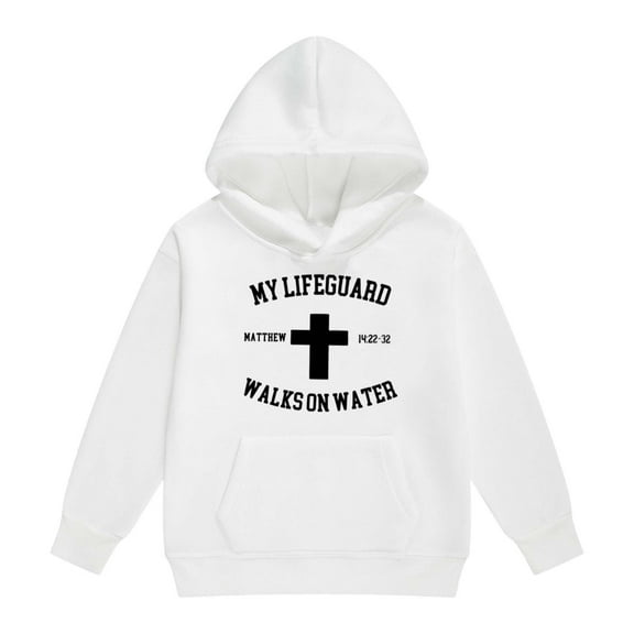 WRTFVZA Oversized Hoodies for Teen Girls, Christian Hooded Sweatshirts Oversized Pullover Tops with Pockets (Big & Tall, White, 10-11 Years)