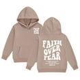 thumbnail image 1 of WRTFVZA Red Hoodie for Boys, Faith Over Fear Hoodie Sweatshirt Long Sleeve Tops with Pockets (Big Girls, Khaki, 8-9 Years), 1 of 4