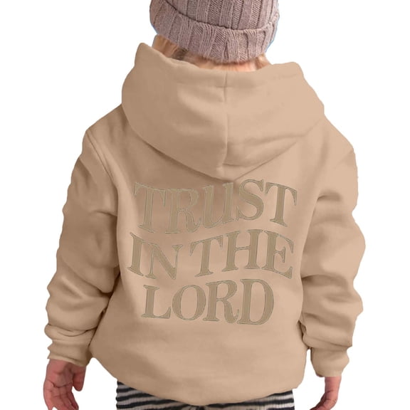 WRTFVZA Red Hoodie for Girls, Trust In The Lord Youth Hoodie Oversized Sweatshirt (Little Girls, Khaki, 5-6 Years)