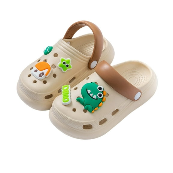 WRTFVZA Toddler Boys and Girls Clogs Slip On Summer Water Shoes Lightweight Beach Pool Sandals #Khaki 8.5-9 years