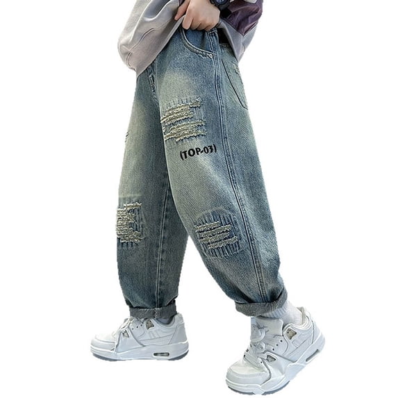 WRTFVZA Toddler Jeans 3t Flap Pockets with Pockets Comfortable Breathable Y2k Denim Pants 90s Hip Hop Streetwear