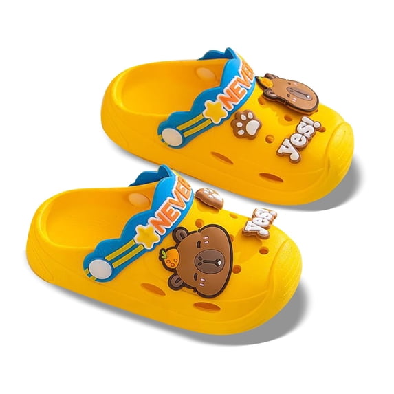 WRTFVZA Toddler Kids Clogs Slippers Sandals, Girls Boys Clogs Slide Lightweight Garden Shoes Beach Pool Shower Slippers #Yellow 5-7 Years