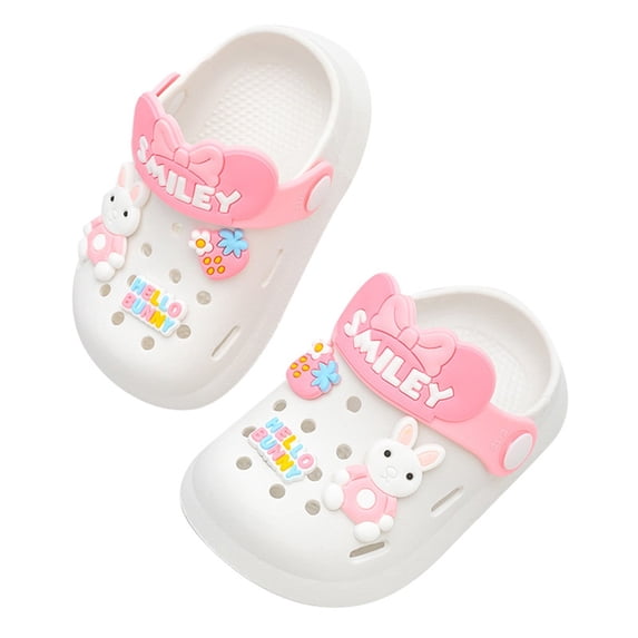WRTFVZA Toddler Kids Clogs Slippers Sandals, Girls Boys Clogs Slide Lightweight Garden Shoes -on Beach Pool Shower Slippers 9-12 Months #White