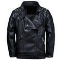 thumbnail image 1 of WRTFVZA Winter Coats for Boys,Stylish Korean Boys Leather Jacket For Kids And Youth Outerwear Fashionable Autumn Winter Coat For Everyday Wear(Black,7-8 Years), 1 of 7