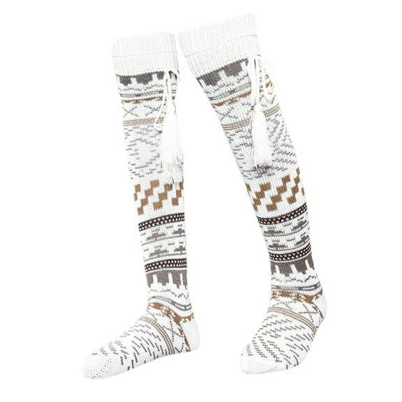 WRTFVZA Womens Socks,Festive Knitted Over The Knee Stockings for Cozy Winter Home Floor Socks with Thickened Warm Fabric,Funny Socks
