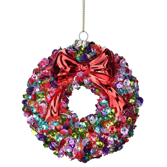 Multicolor Sequin Wreath Christmas Ornament, 4", by Holiday Time