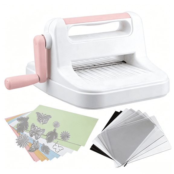 Manual Die Cutting Maching for paper craft, 6inch openning, Perfect for Card Making, Pink
