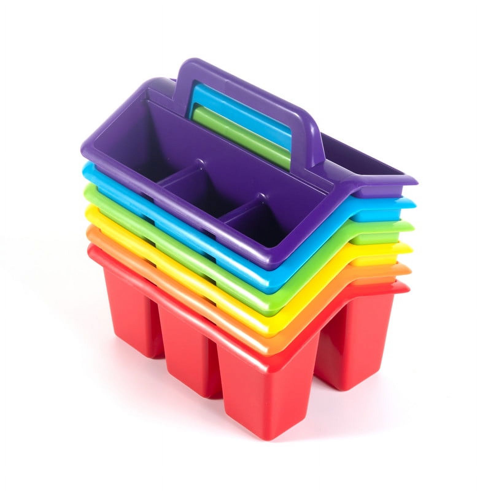 Scrapblooms 6-Compartment Plastic Caddy – 2-Pack Blue Organizers For Pens, Pencils, Art Supplies