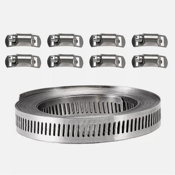 WRWolf 11.5FT Adjustable Heavy Duty Hose Clamps with 8 Fasteners (Stainless Steel Worm Gear for Secure Tightening)