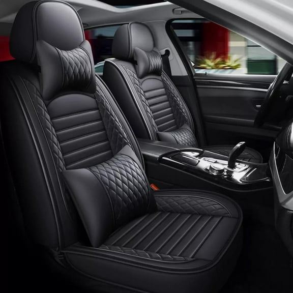 WRWolf Car 5-Seat Covers Front & Rear Full Set for Toyota Prius 2003-2015 PU Leather Seat Cushion Protector Waterproof Black