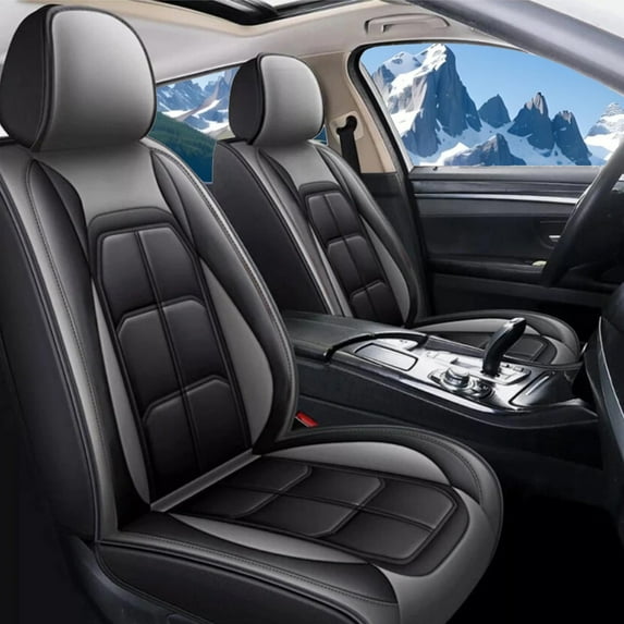 WRWolf Car Seat Covers Custom Fit for GMC Yukon 2007-2024 Seat Covers Full Set Waterproof Leather Automotive Seat Covers Protector (5Seats,Black&Gray)