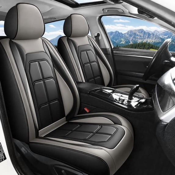 WRWolf Car Seat Covers Custom Fit for Volkswagen Tiguan 2009-2024 Seat Covers Full Set Waterproof Leather Automotive Seat Covers Protector (5Seats,Black&Gray)
