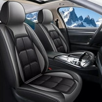 WRWolf Leather Car Seat Covers Fit for Toyota Camry 2002-2025 Full Set Luxury Leather Seat Cushion Waterproof Automotive Seat Protectors(5 Seat,Black&Gray)