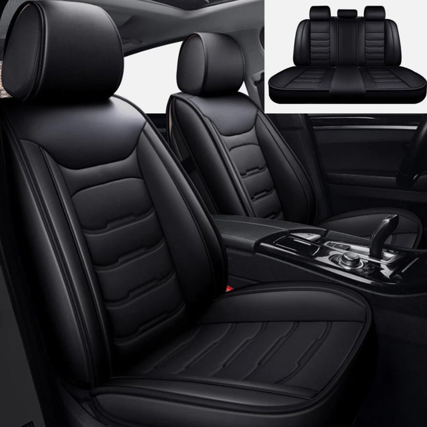 WRWolf Seat Cover Fit for Toyota Camry 2012-2025 Waterproof Car Seat Covers Full Set 5 Seats Faux Leather Car Seat Cushion Protector Compatible Airbag,Black