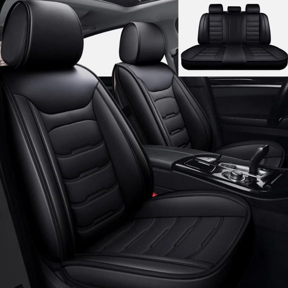 WRWolf Seat Cover Fit for Toyota RAV4 2013-2026 Waterproof Car Seat Covers Full Set 5 Seats Faux Leather Car Seat Cushion Protector Compatible Airbag,Black